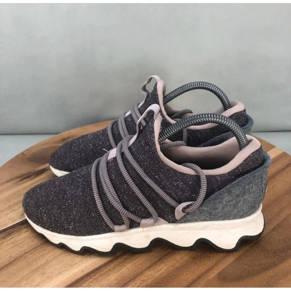 Sorel Kinetic Sneak Womens Quarry Grey Pink Sneakers NL3227-574 Size 8